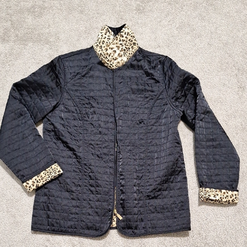 Koret Black Jacket With Leopard Print Interior - image 4